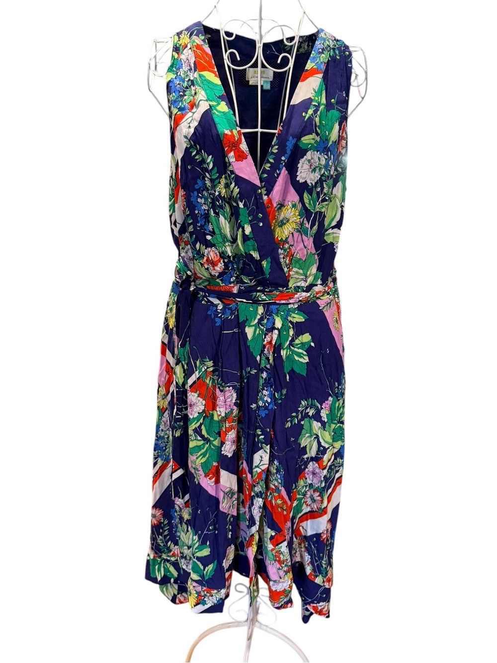 Maeve Anthropologie Floral Wrap Dress Sleeveless V-Neck Midi Plus Size 16W